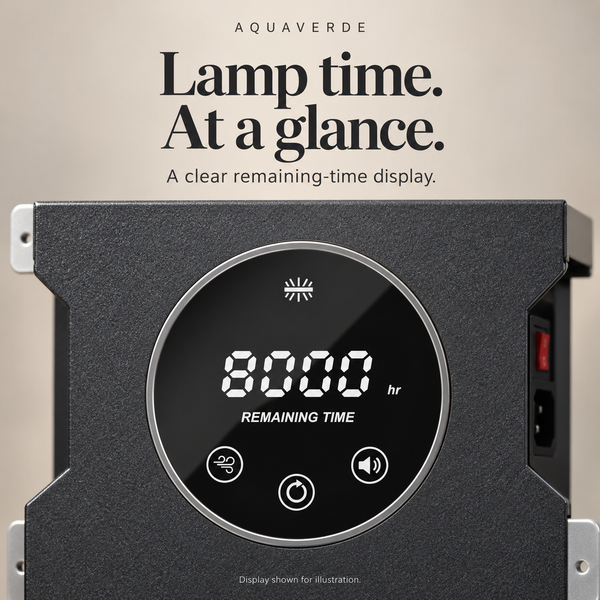 AquaVerde AIR PRO UV lamp time display