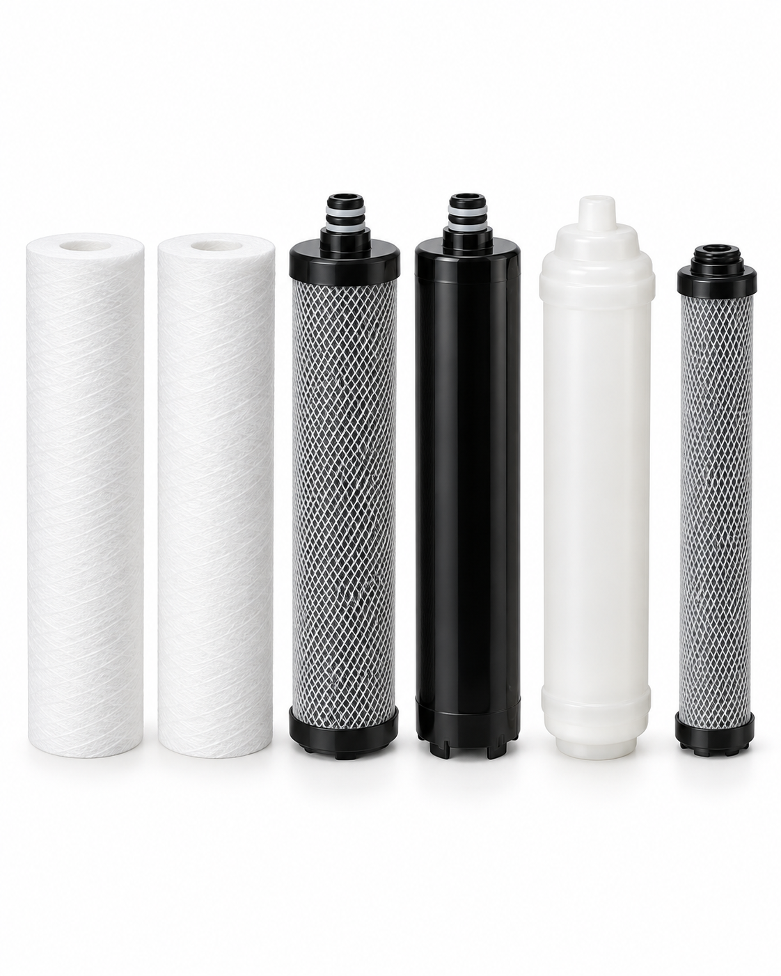 AquaVerde PURE UF5 Annual Replacement Filter Kit – two PP sediment cartridges, CTO carbon block, RFC composite, UF membrane and T33 polishing cartridge, 10 inch quick-change